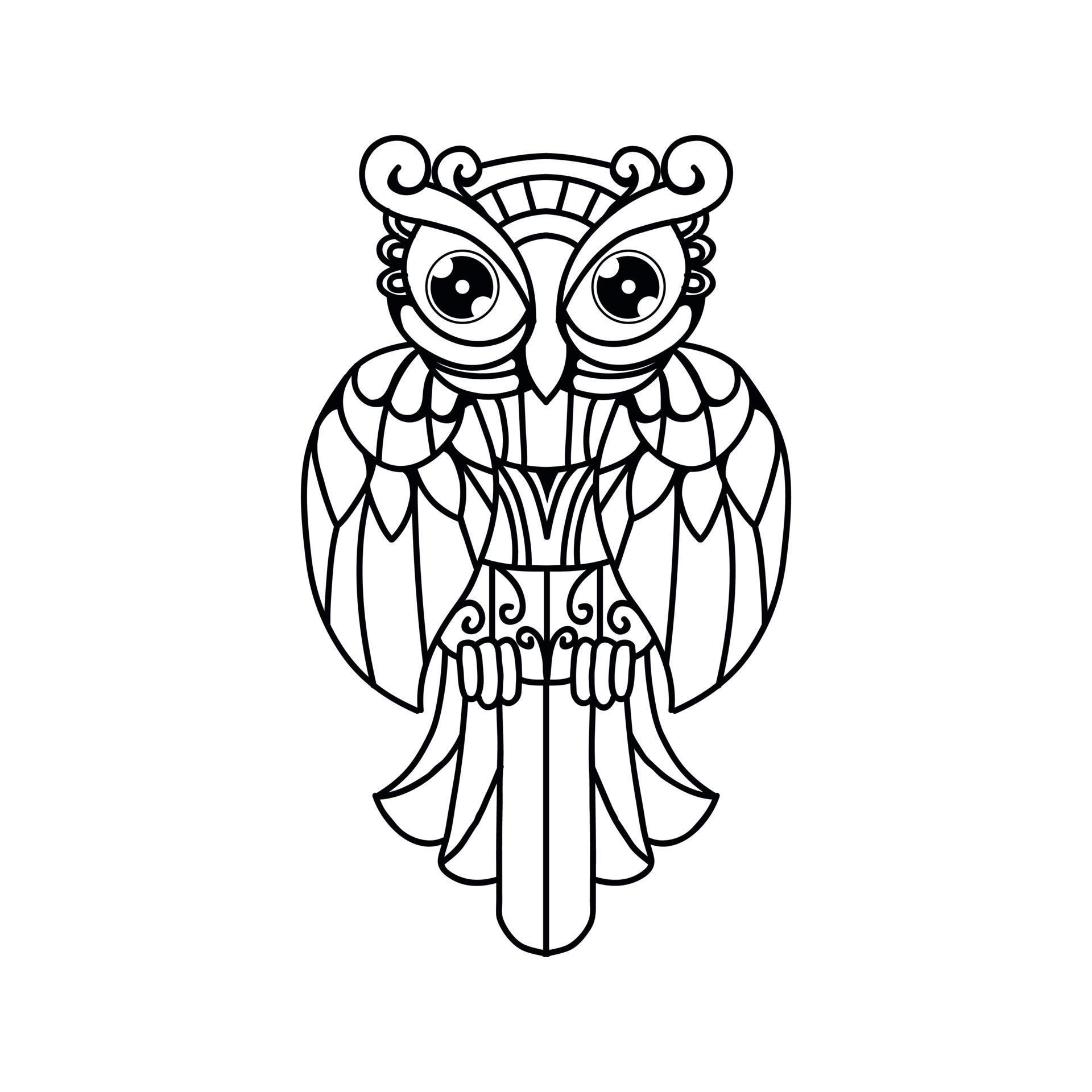 Black and white owl outline design 3227404 Vector Art at Vecteezy