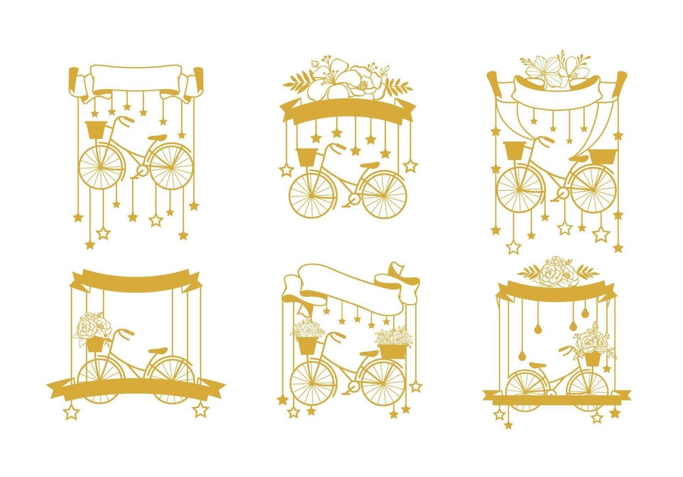 bicicleta vintage con colección floral vector