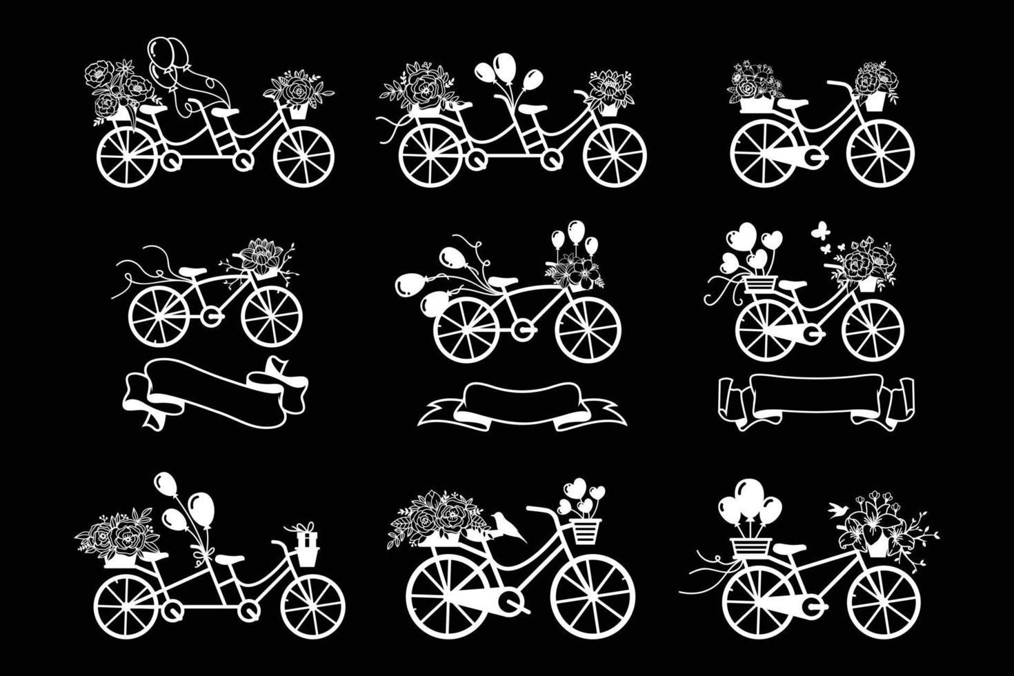 bicicleta vintage con colección floral vector