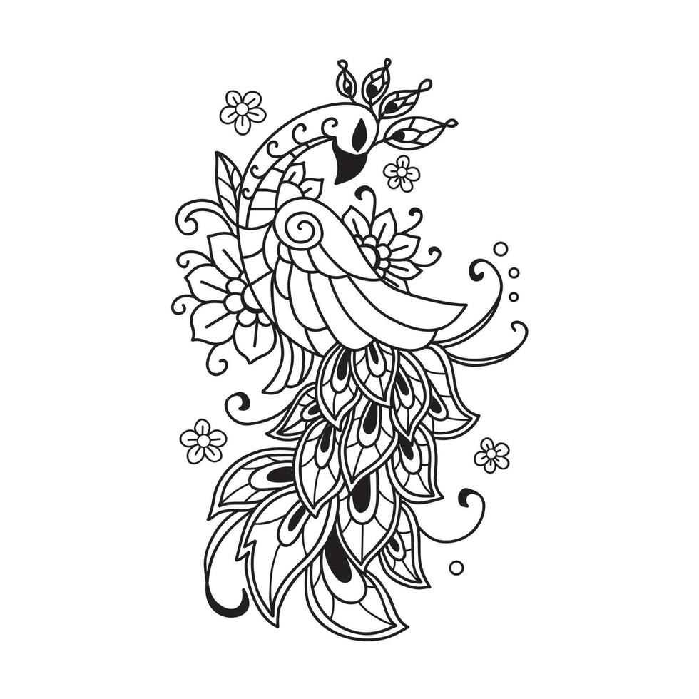 Beautiful  Hand drawn peacock vector