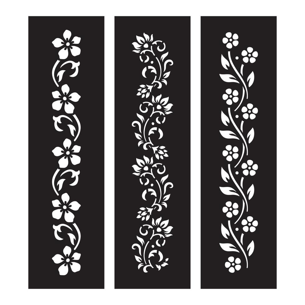 archivo de corte floral en blanco y negro con diseño de tatuaje temporal vector