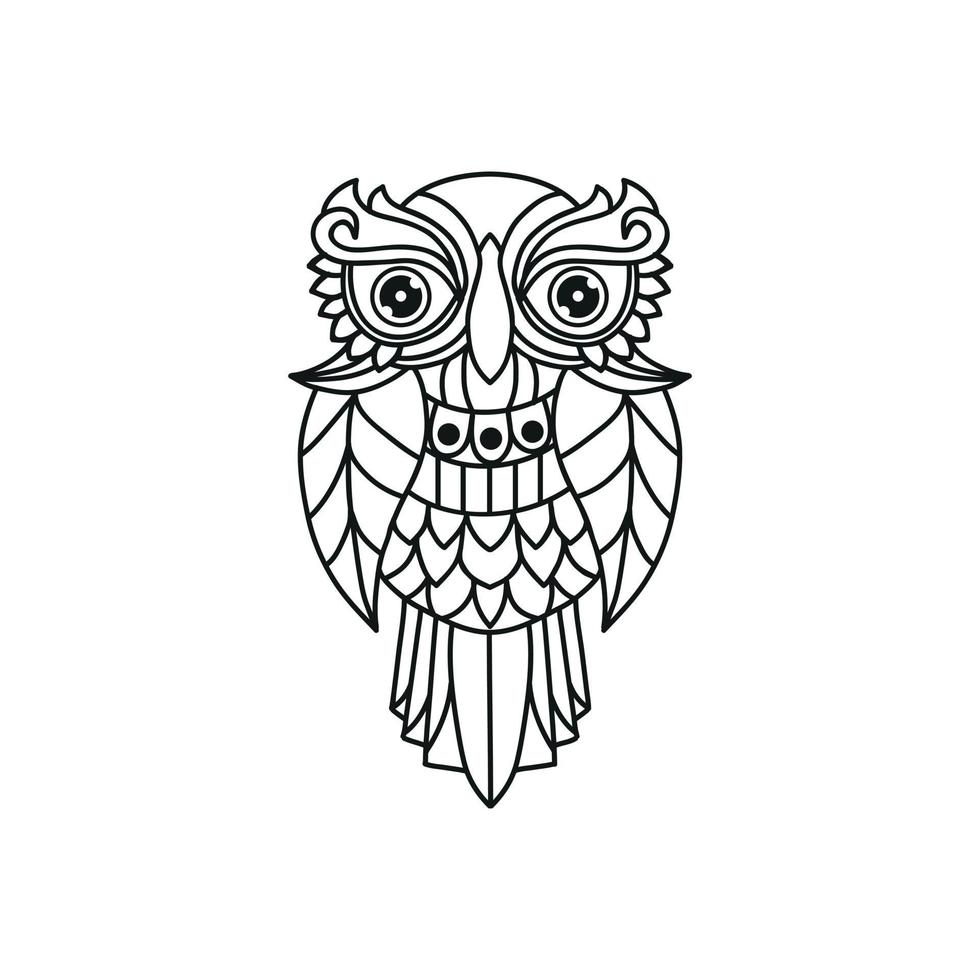 Black and white owl outline design vector