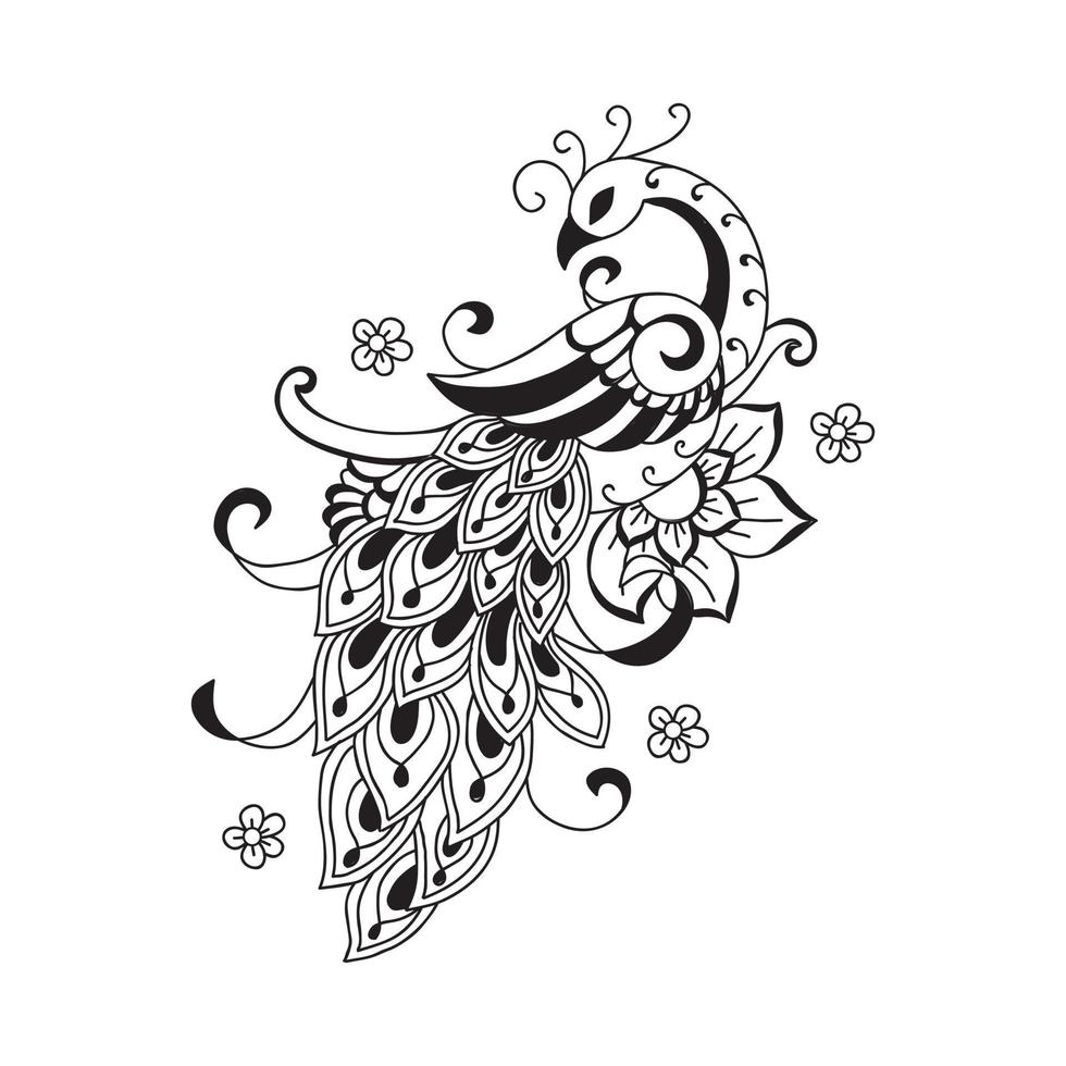 Beautiful  Hand drawn peacock vector