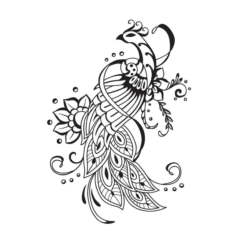 Beautiful  Hand drawn peacock vector