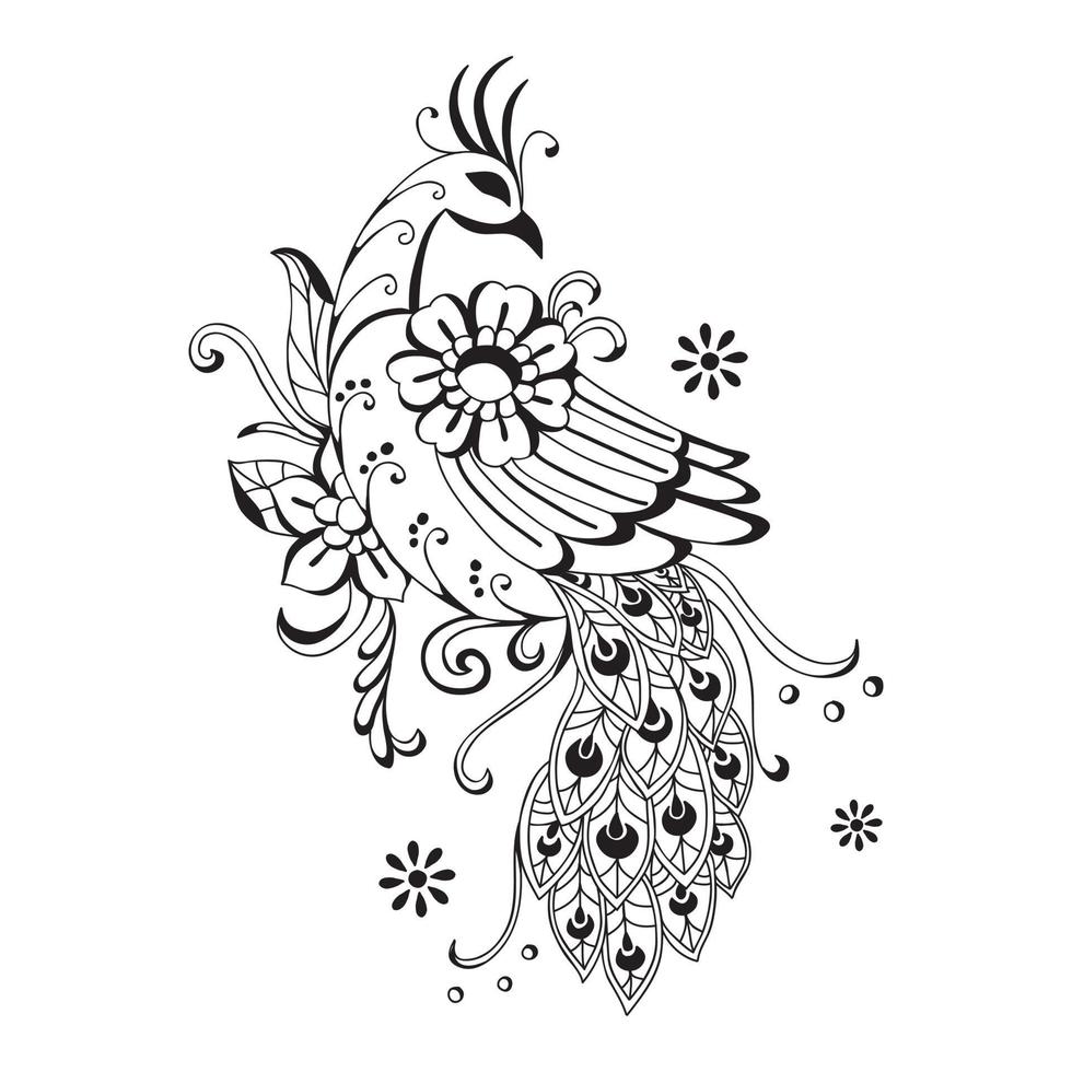 Beautiful  Hand drawn peacock vector