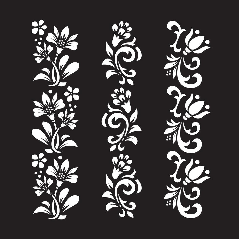 archivo de corte floral en blanco y negro con diseño de tatuaje temporal vector