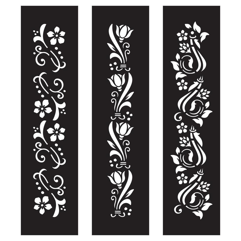 archivo de corte floral en blanco y negro con diseño de tatuaje temporal vector