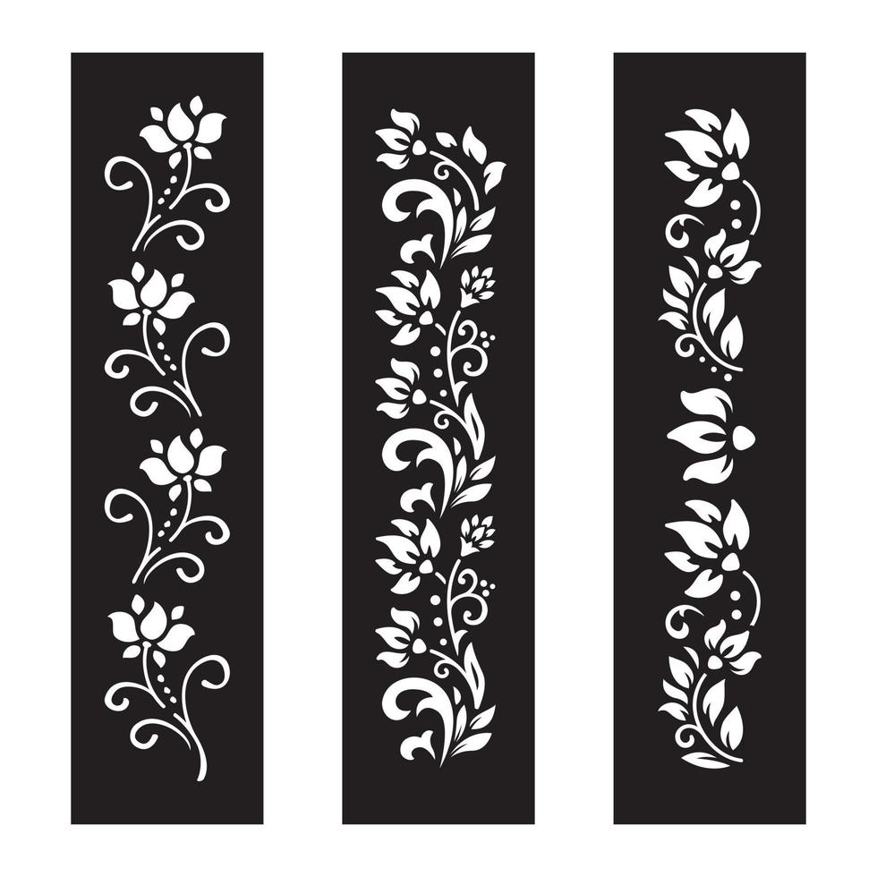 Black and white Floral cut file with temporary tattoo design vector