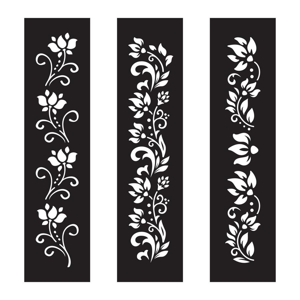 archivo de corte floral en blanco y negro con diseño de tatuaje temporal vector