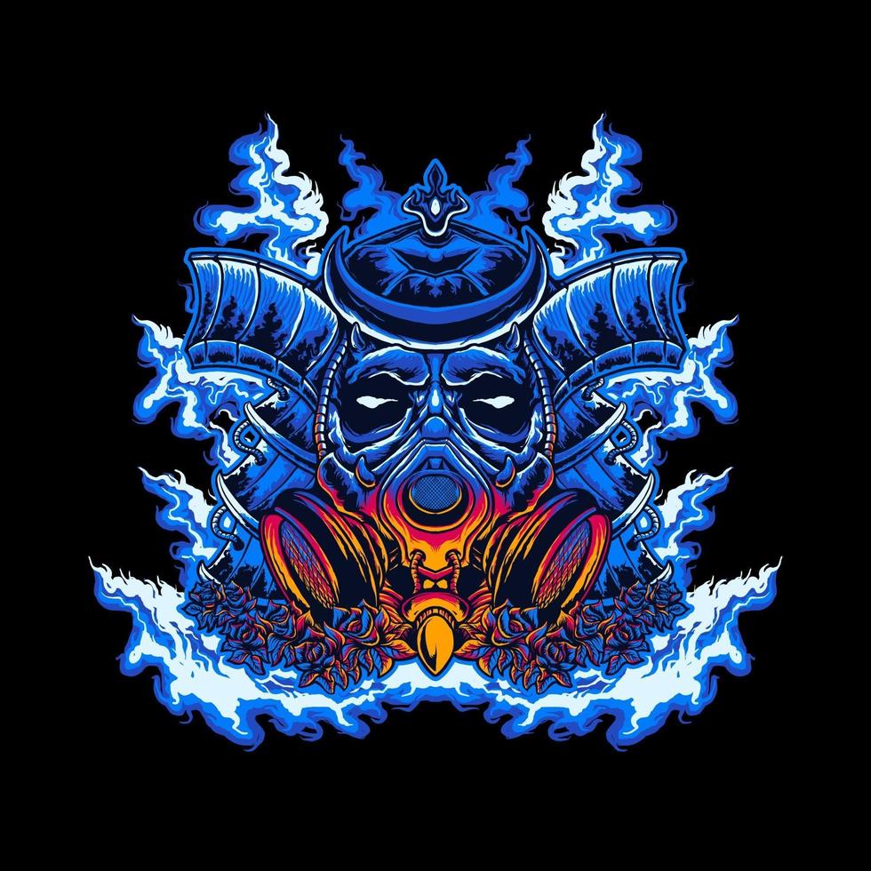 Samurai mask vector illustration design wearing an anti-plague mask