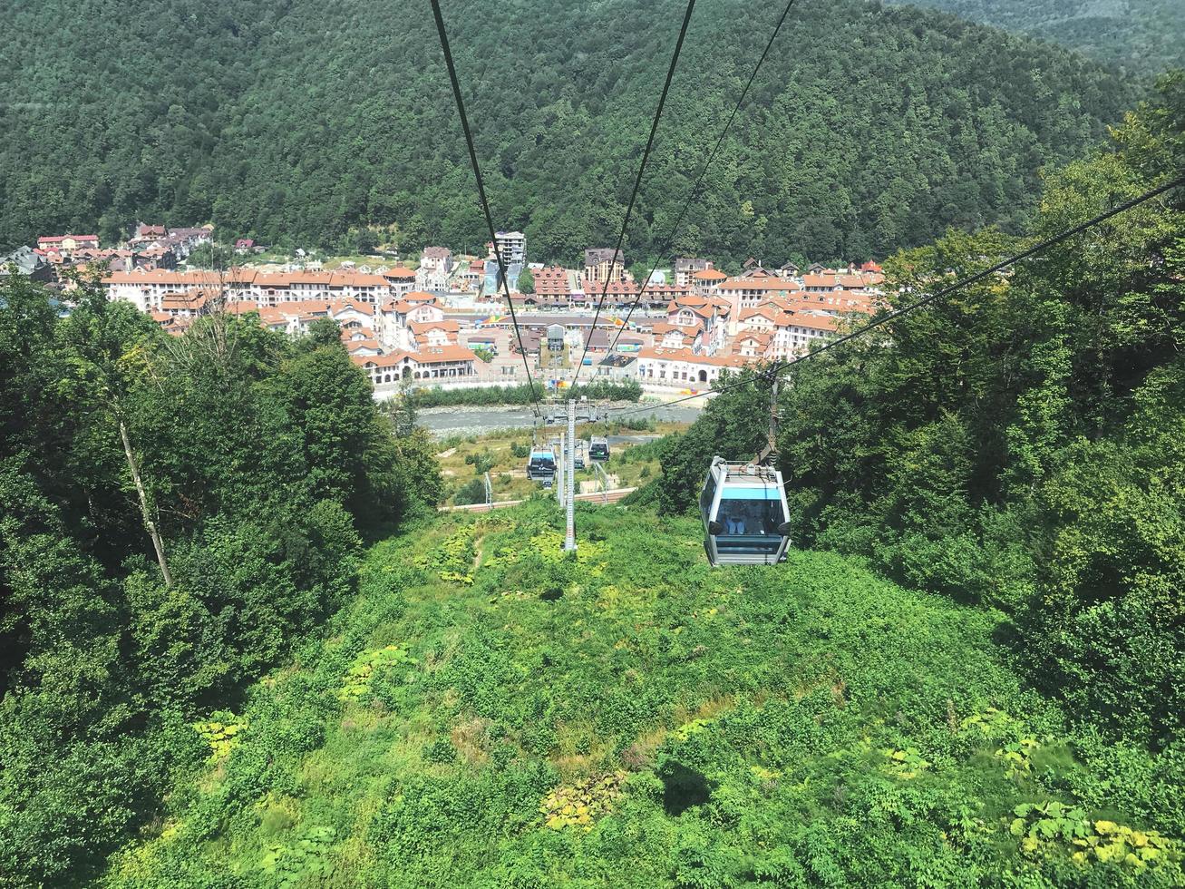 Sochi, Russia, August 2019 The view from cable car to Roza Khutor photo