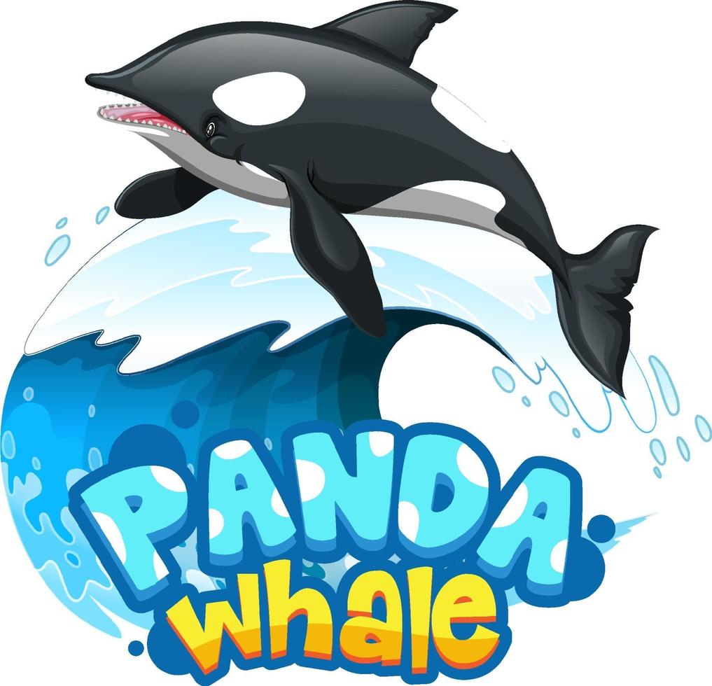 Orca or Killer Whale with Panda Whale font banner vector