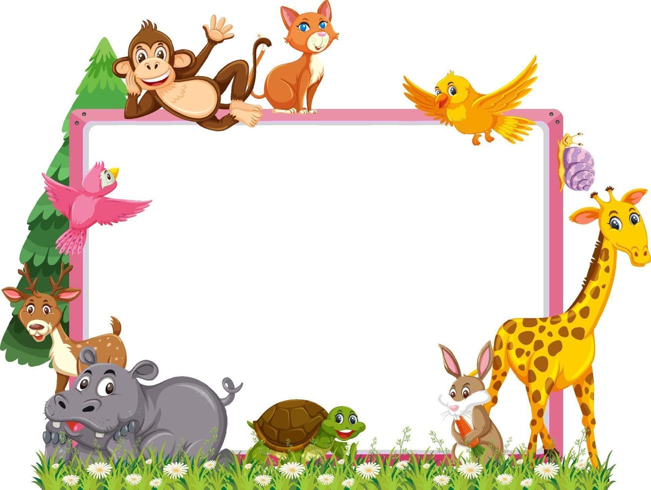 Empty banner with various wild animals vector