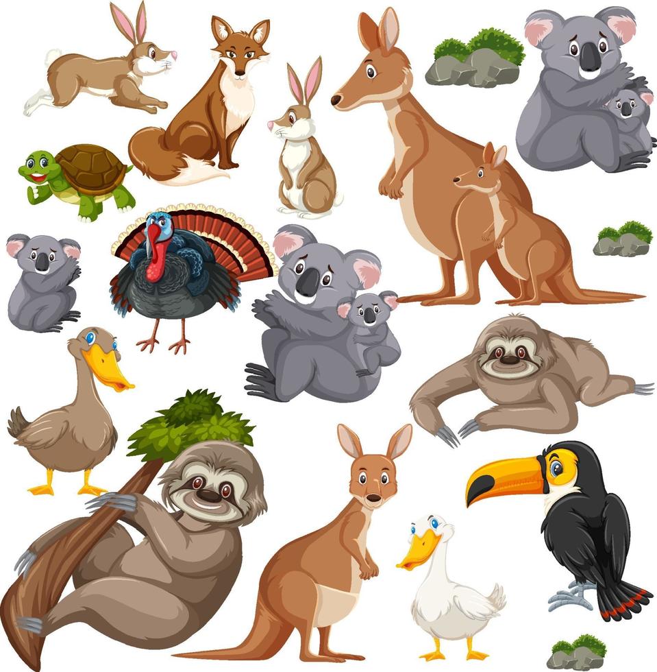 Seamless pattern with cute wild animals cartoon character vector