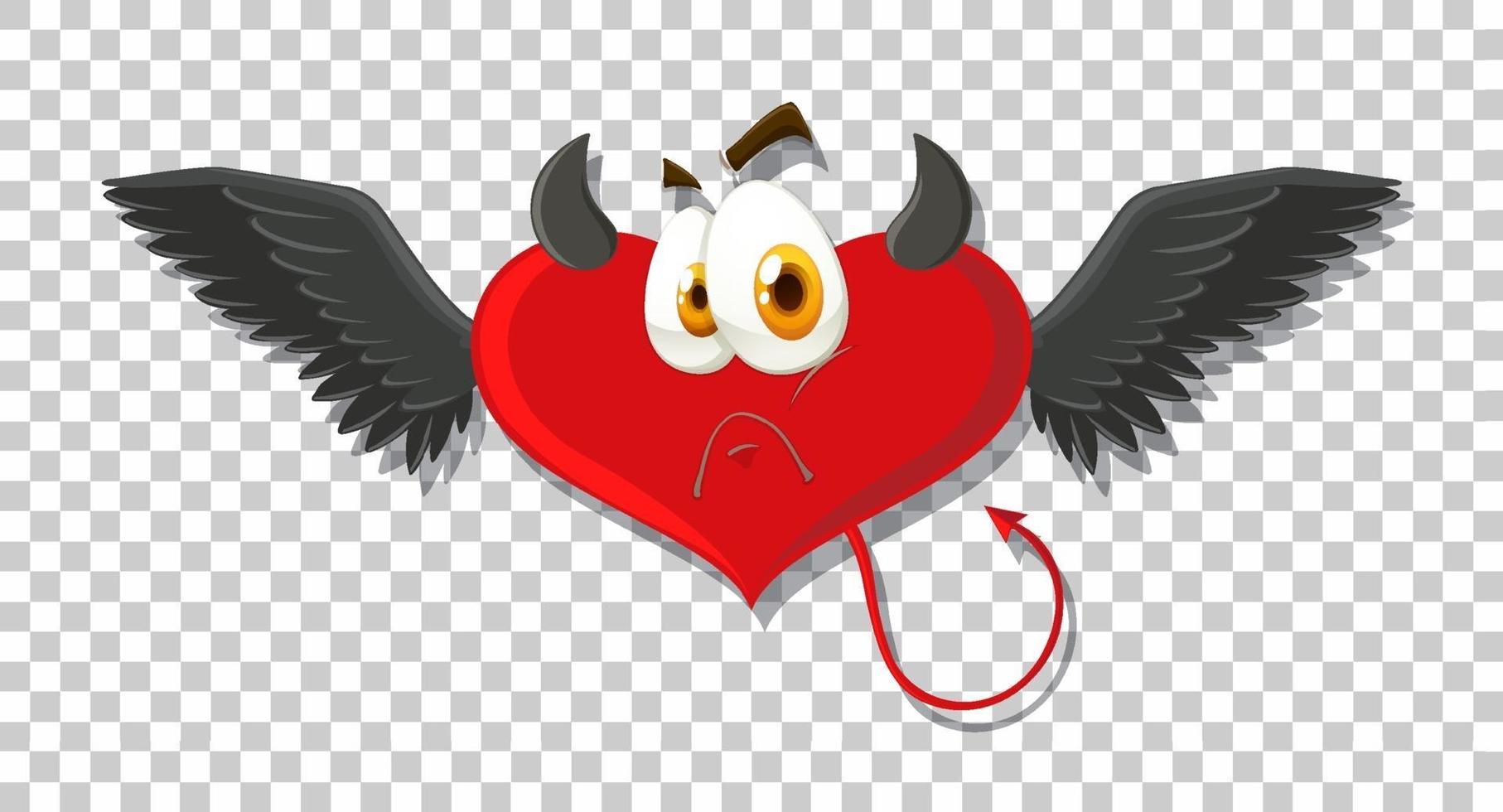 diablo en forma de corazón con expresión facial vector