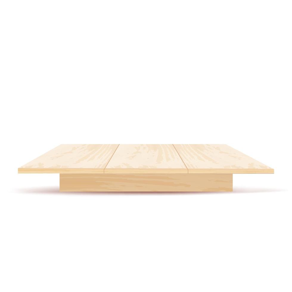 mesa de madera realista con vista frontal aislada sobre fondo blanco vector