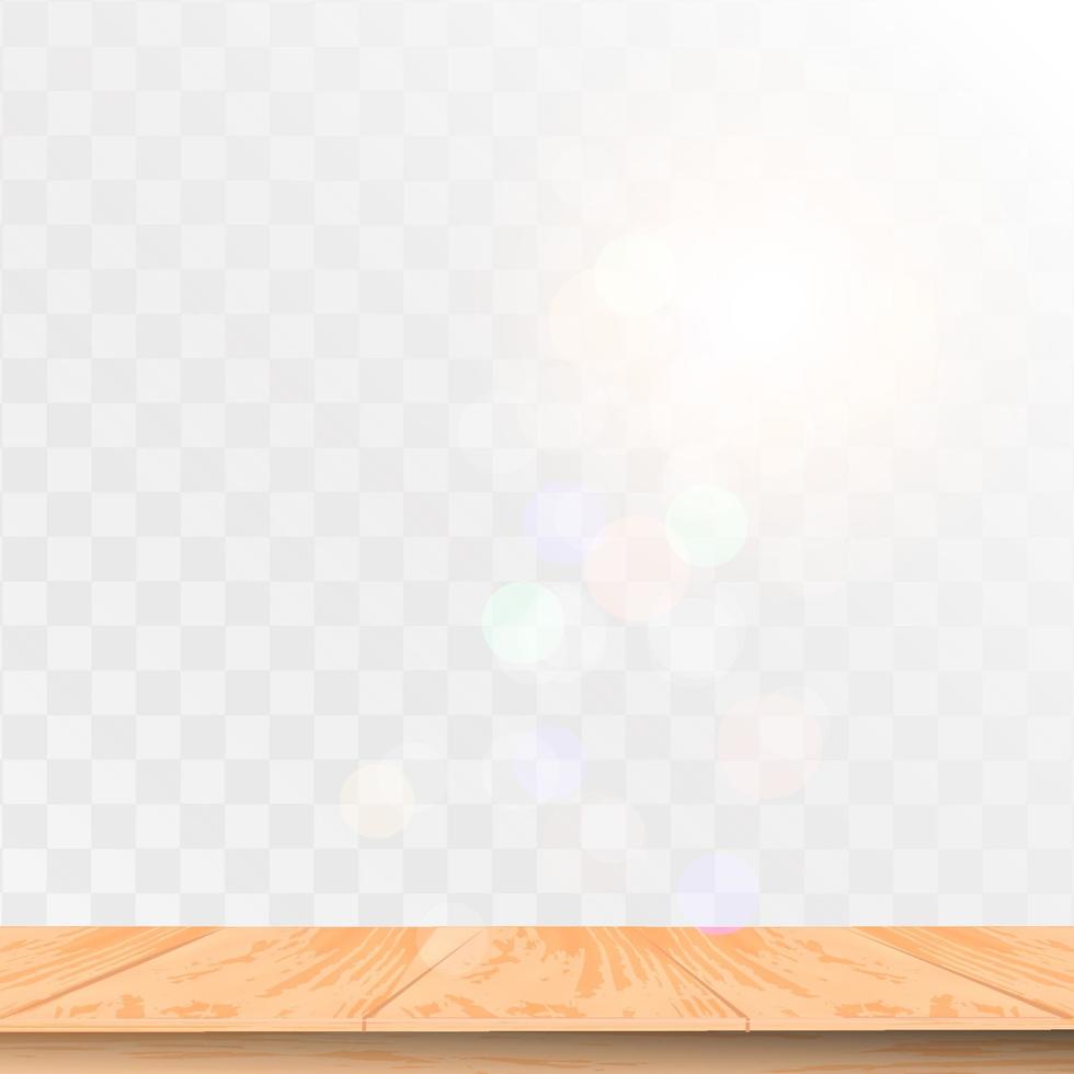 realistic wooden table with top view vector