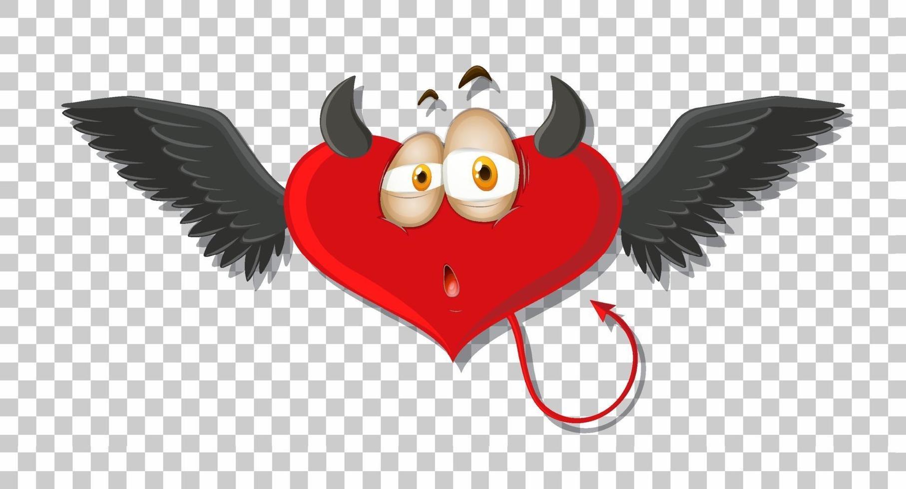 diablo en forma de corazón con expresión facial vector