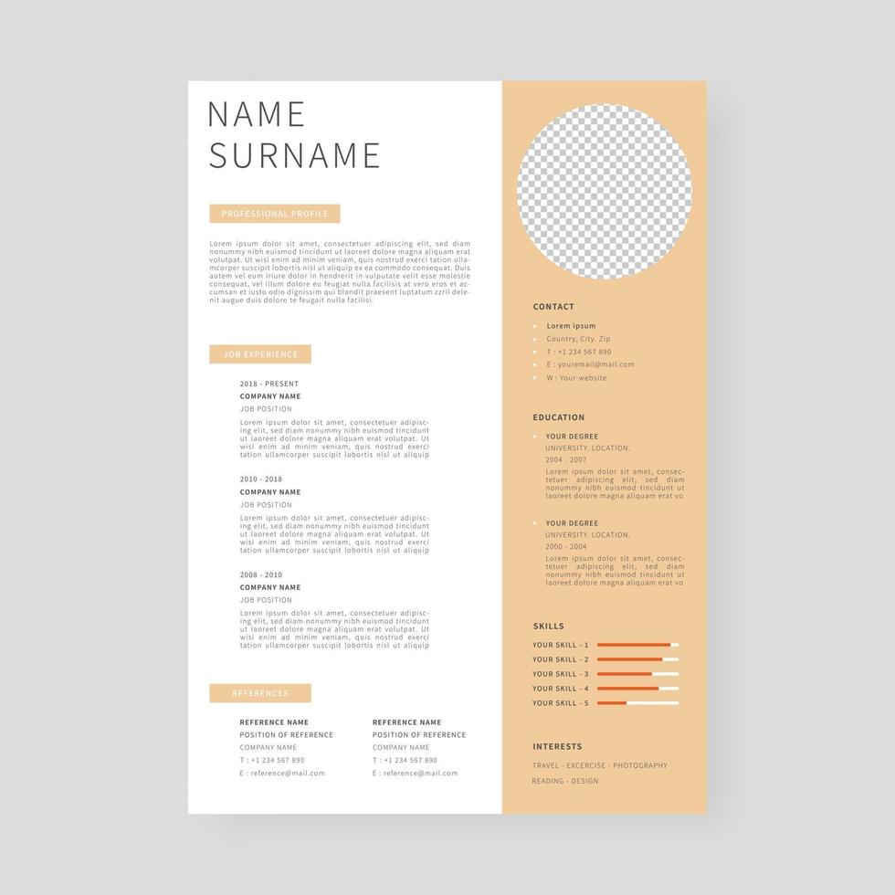 Resume template. Professional resume template design. vector