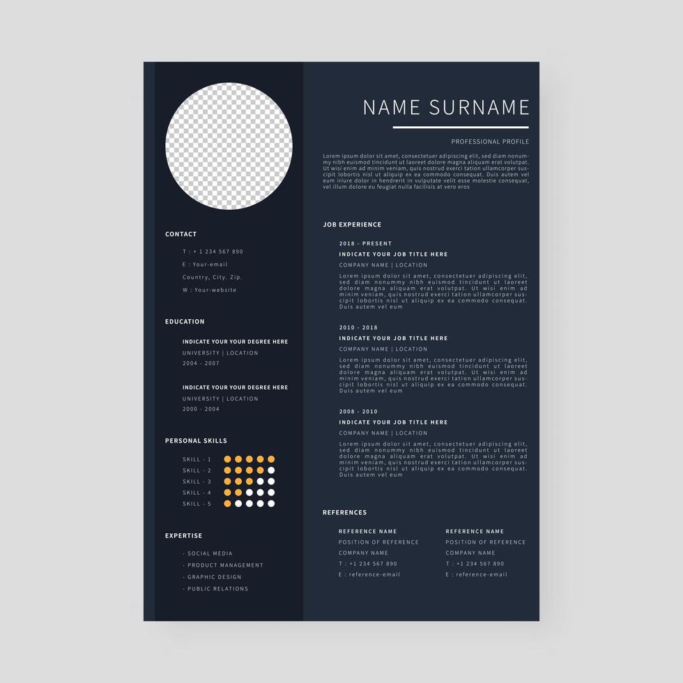 Resume template. Professional resume template design. vector