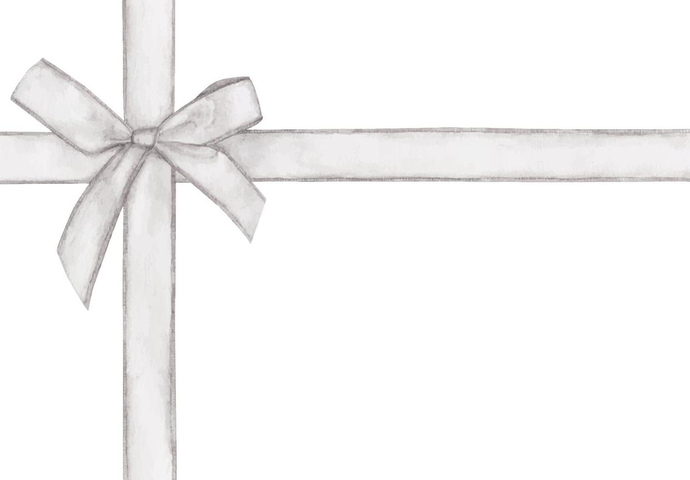 White cross ribbon with bow. Watercolor illustration. vector