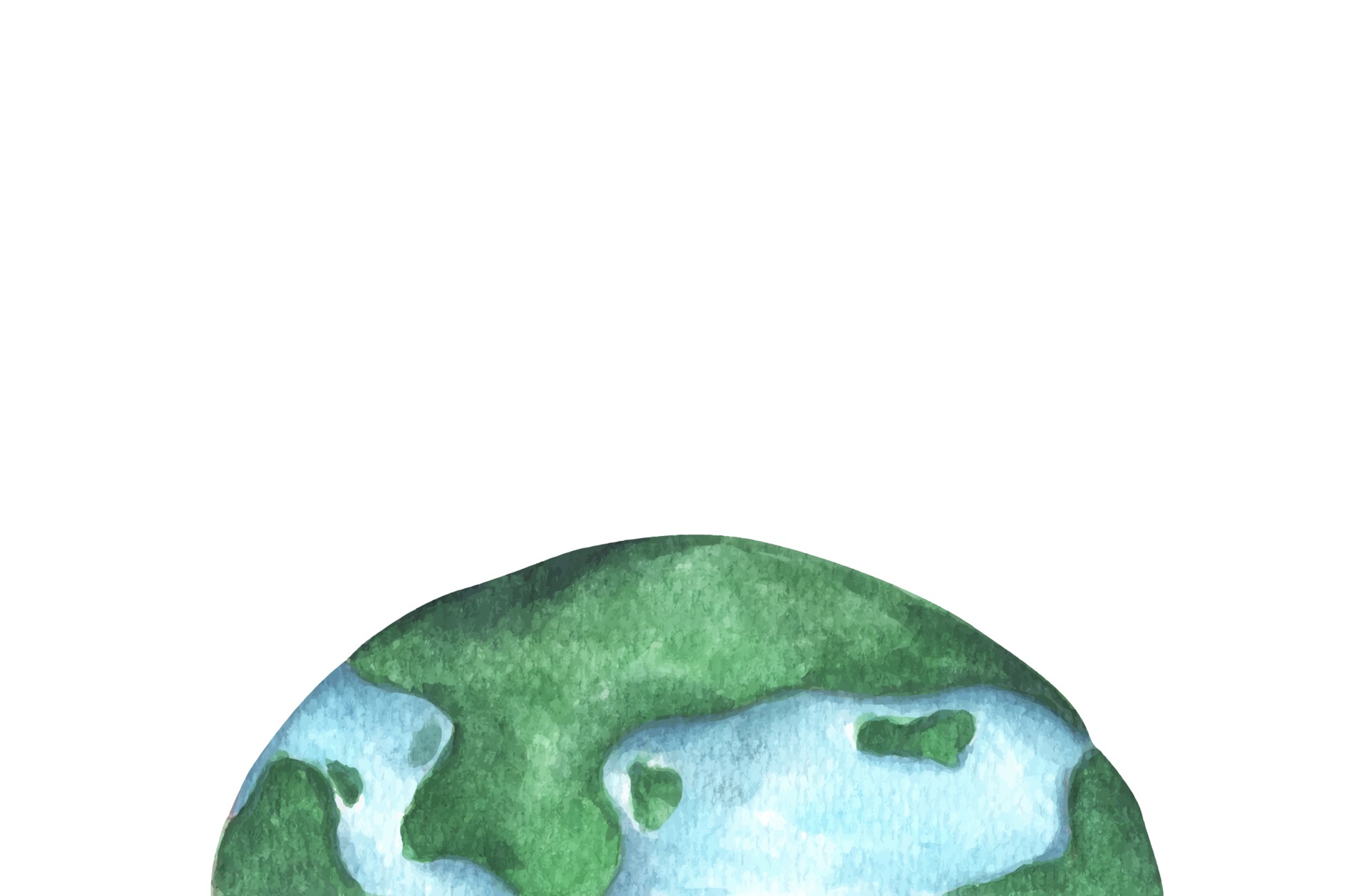Half of the Earth. Watercolor illustration. 3227852 Vector Art