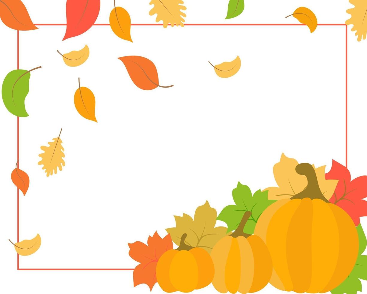 Autumn background with leaves and pumpkins vector illustration