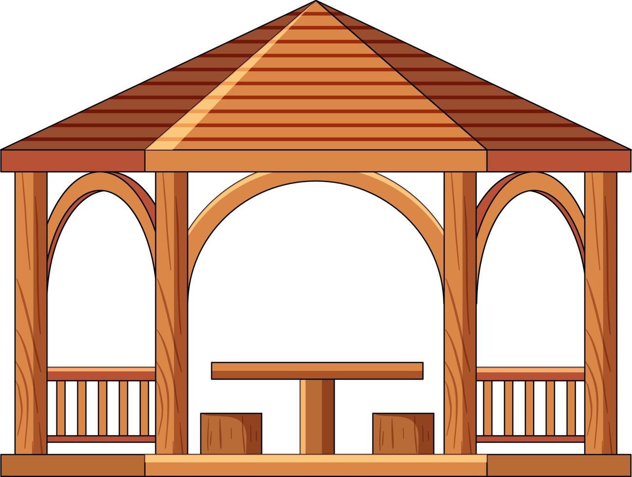 Wooden gazebo isolated on white background vector
