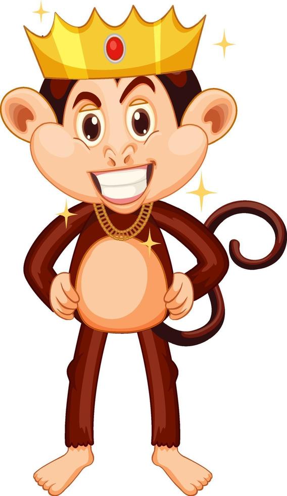 Monkey wearing crown cartoon character vector