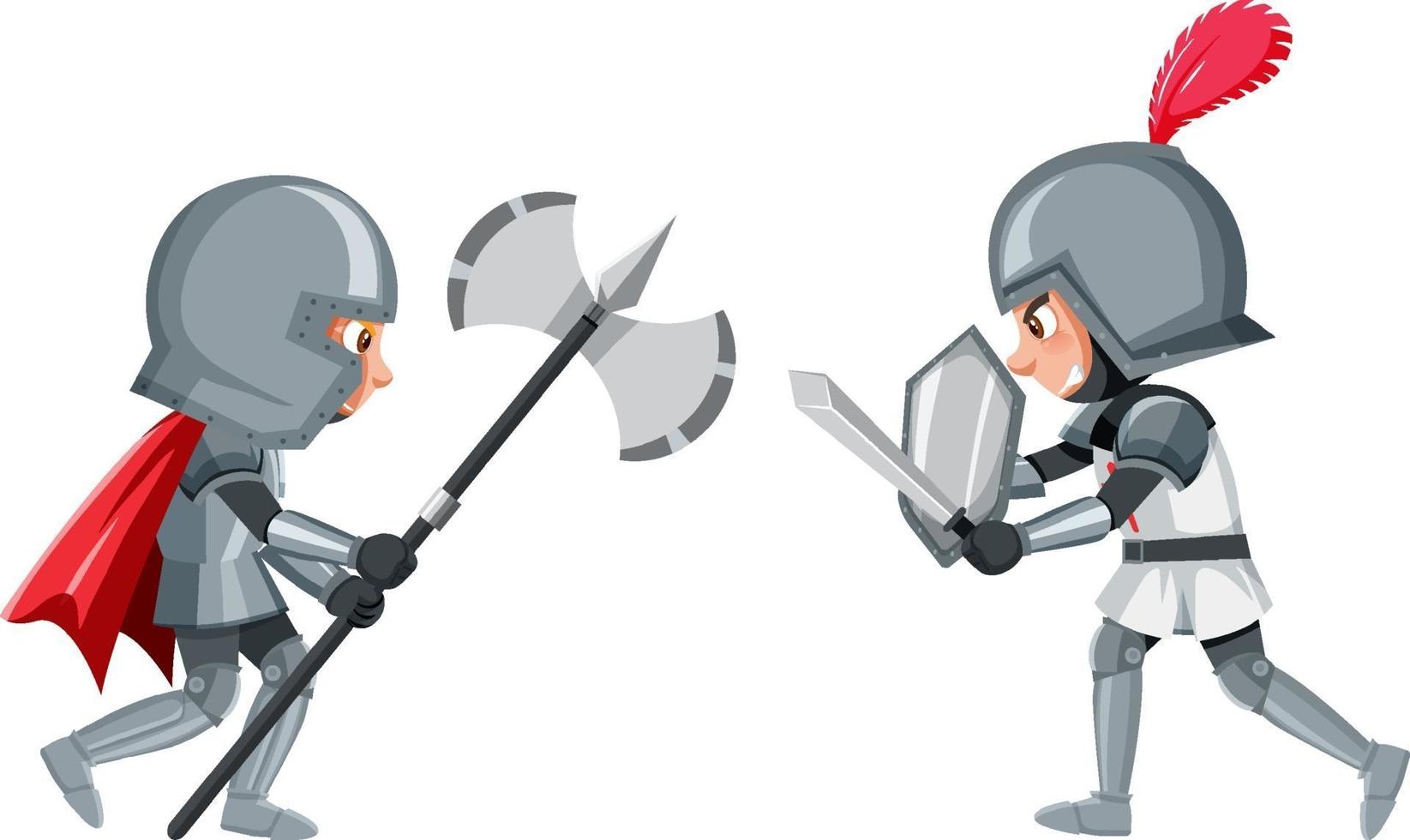 Two knight are fighting on white background vector