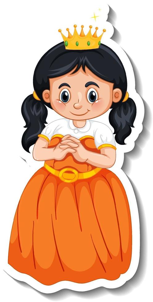 Plantilla de pegatina con un personaje de dibujos animados de princesita aislado vector