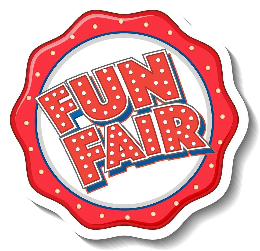 Sticker template with Funfair banner isolated vector