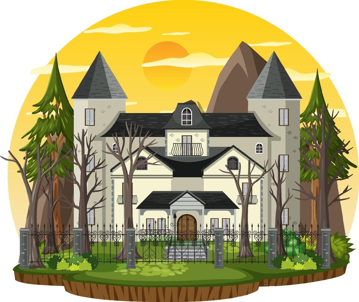 Haunted house at daytime scene vector