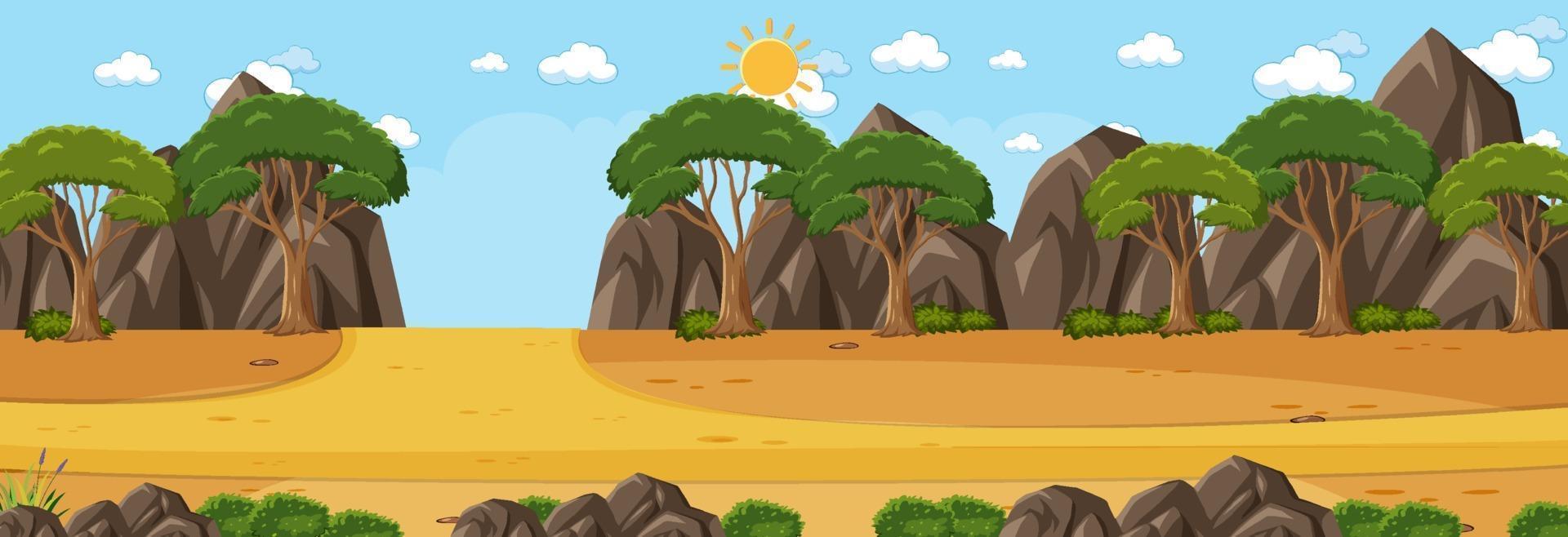 escena del paisaje panorámico con muchos árboles vector