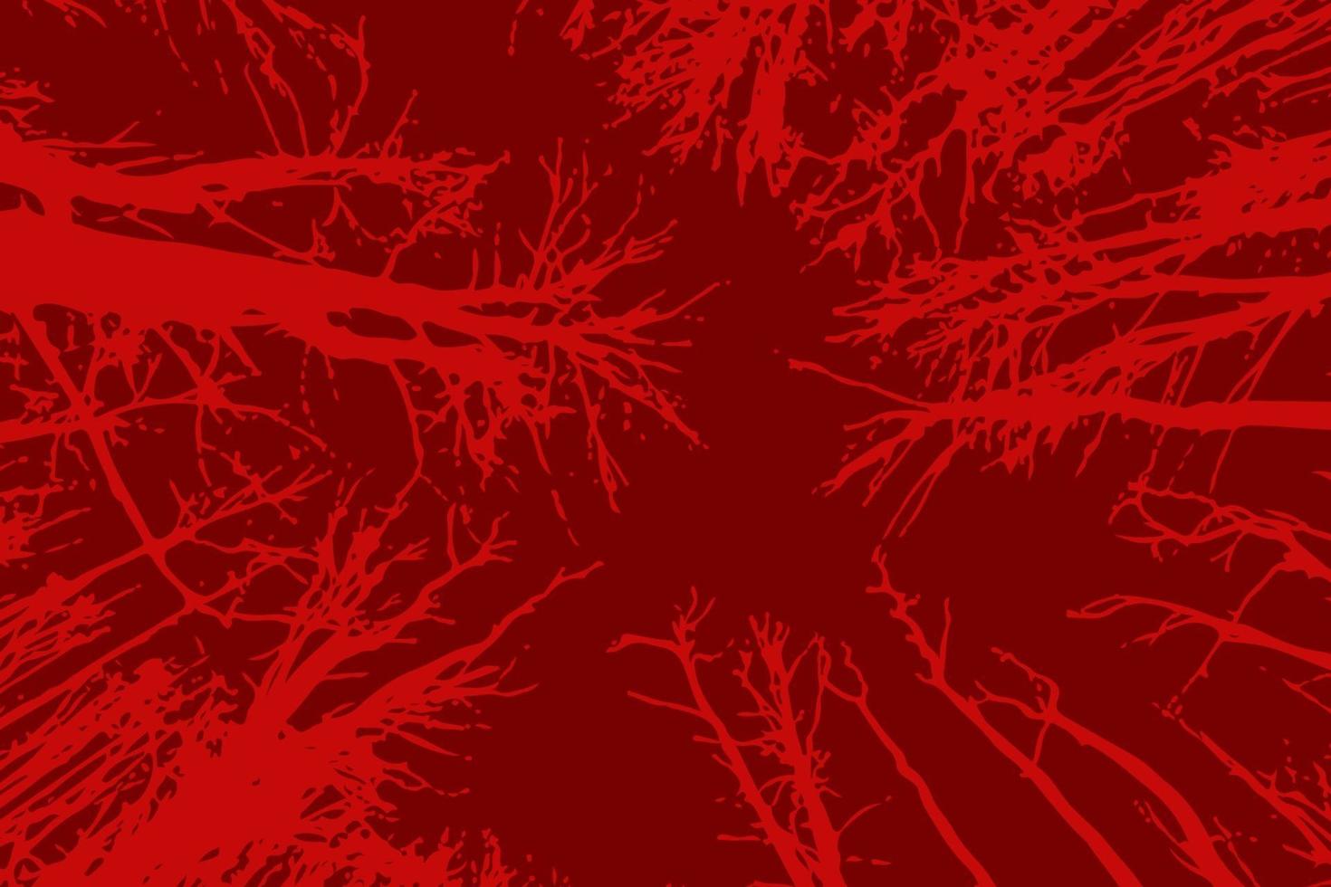Fondo rojo de vacaciones de Halloween árboles en el oscuro cielo nocturno espeluznante. vector