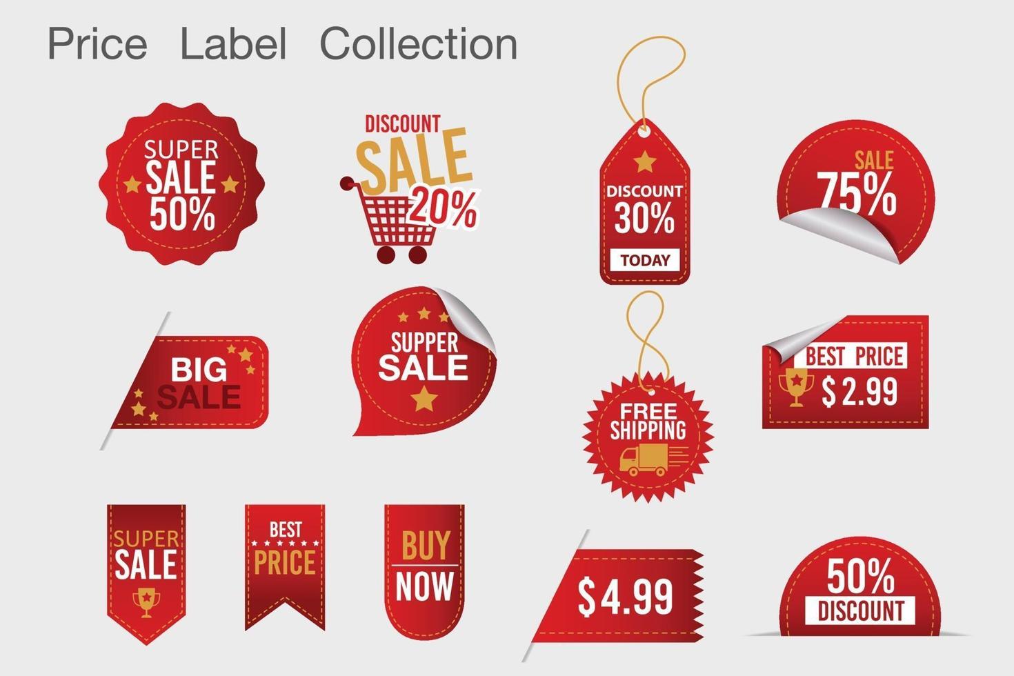 Sale discount specials banner price tag,save percent coupon icon vector