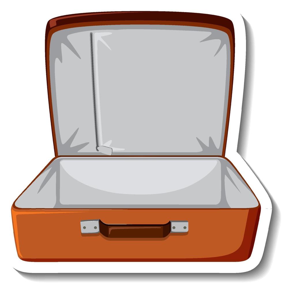 Leather suitcase opened cartoon sticker vector