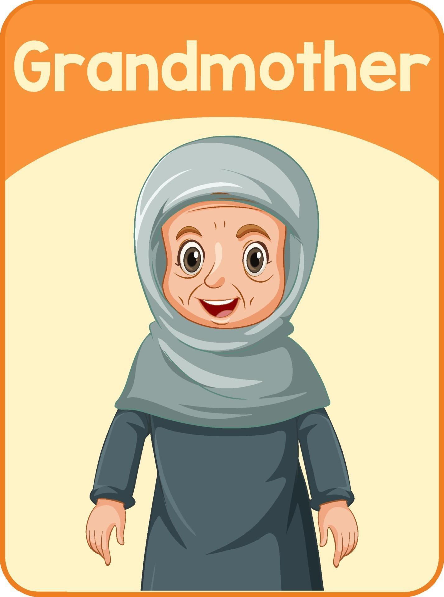 Educational English word card of grandmother 3228105 Vector Art at Vecteezy
