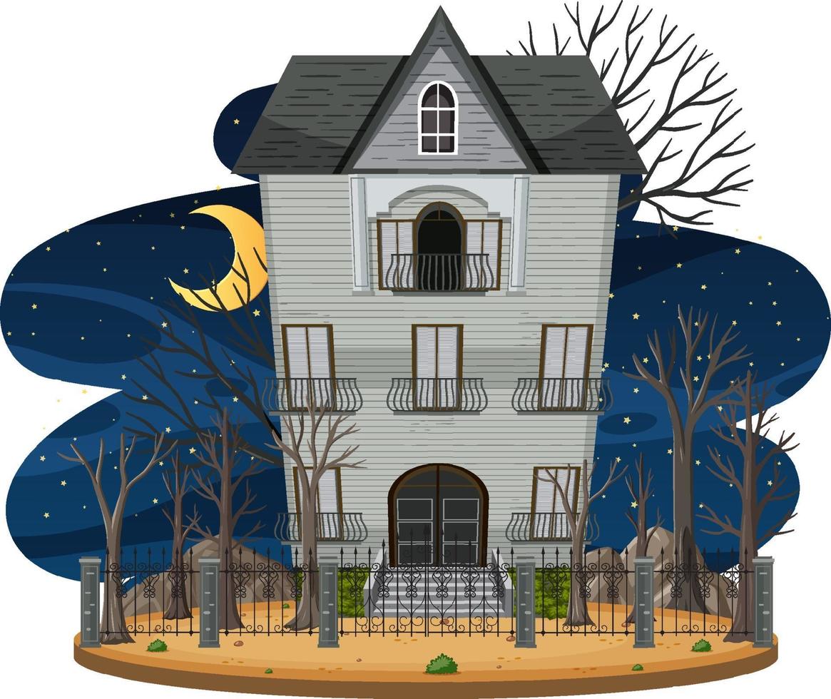 Haunted house at night scene vector