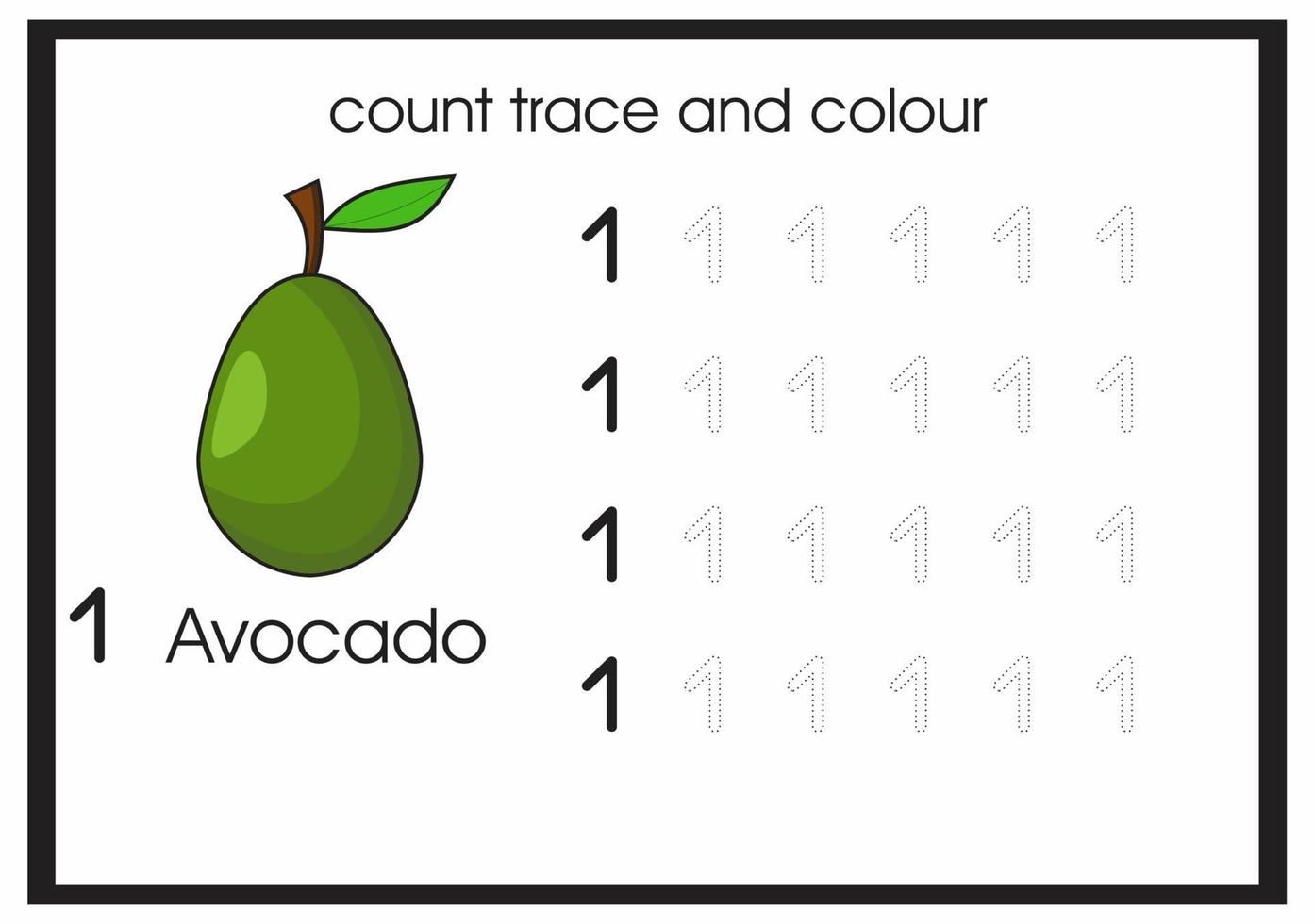 count trace and colour avocado number 1 vector