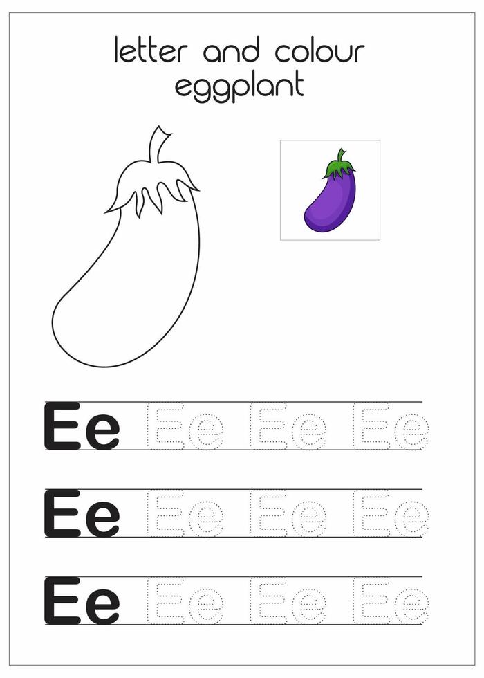 letter and colour eggplant vector