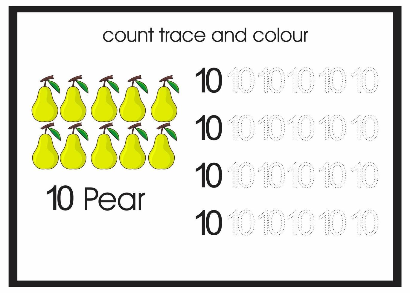 count trace and colour pear vector