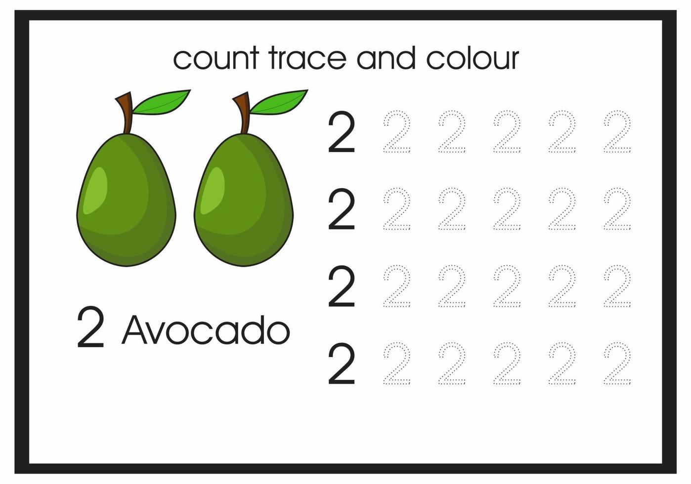 count trace and colour avocado number 2 vector