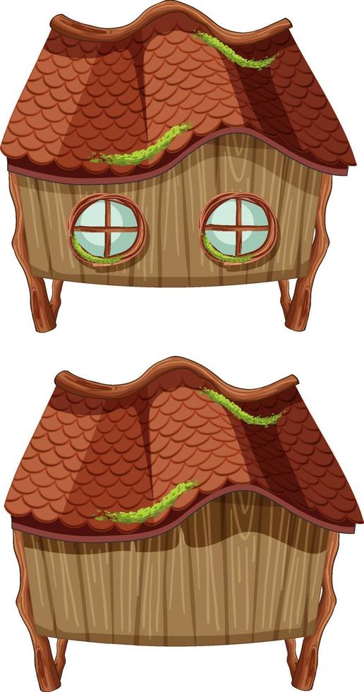 Fantasy wooden hut on white background vector