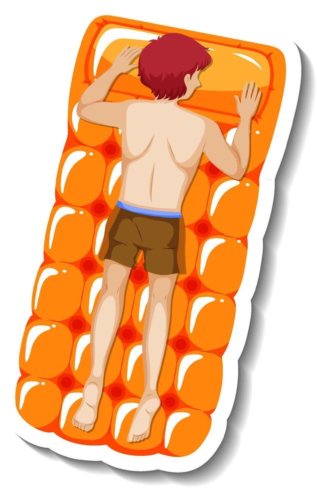 Hombre recostado sobre un colchón de piscina flotante vector