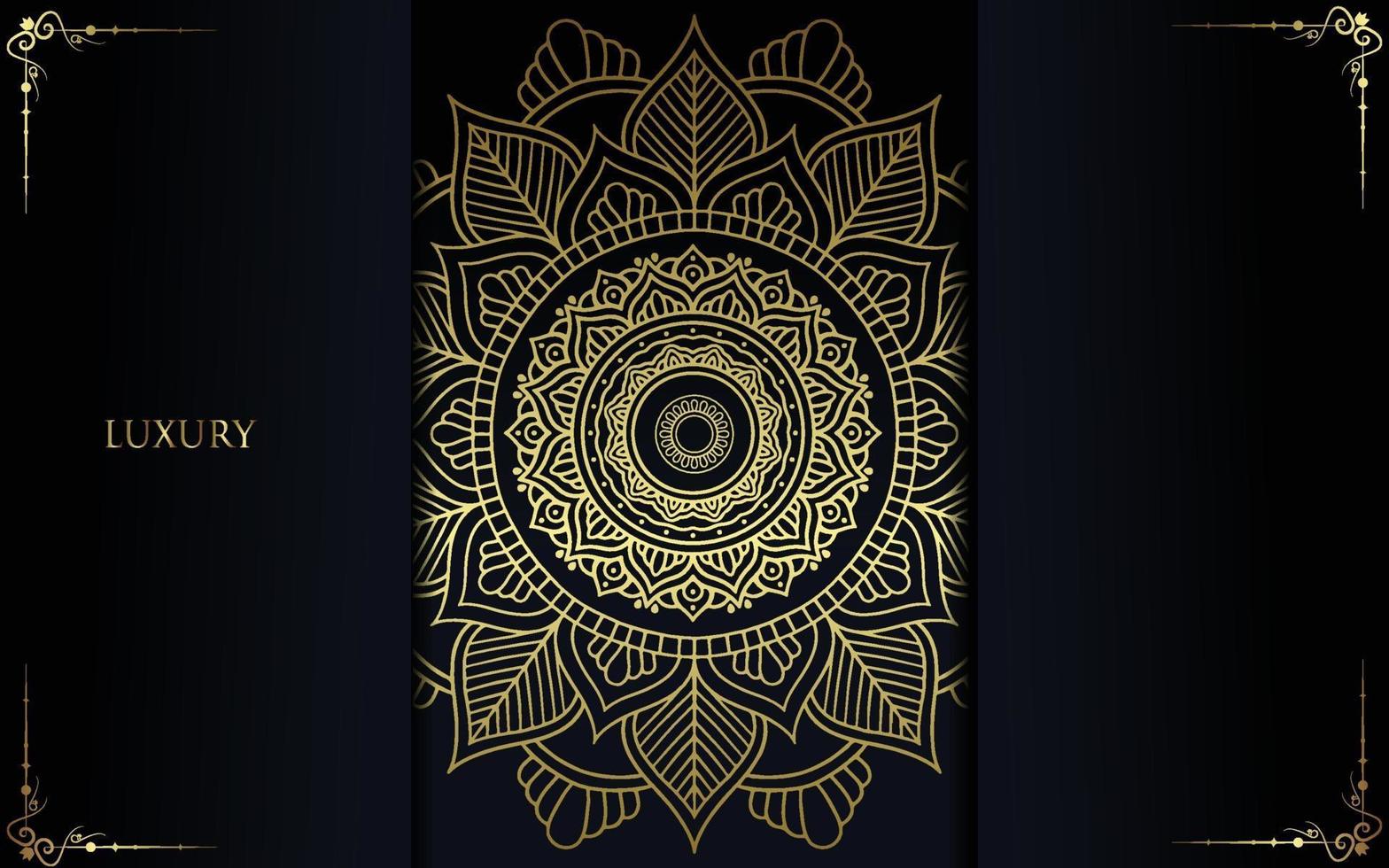 Fondo adornado de mandala de oro de lujo para invitación de boda vector