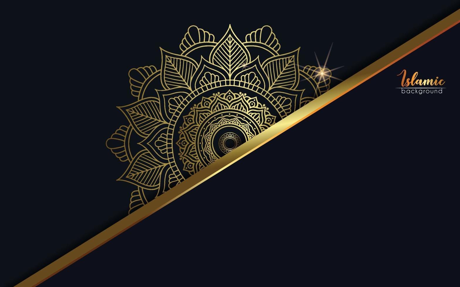 Fondo adornado de mandala de oro de lujo para invitación de boda vector