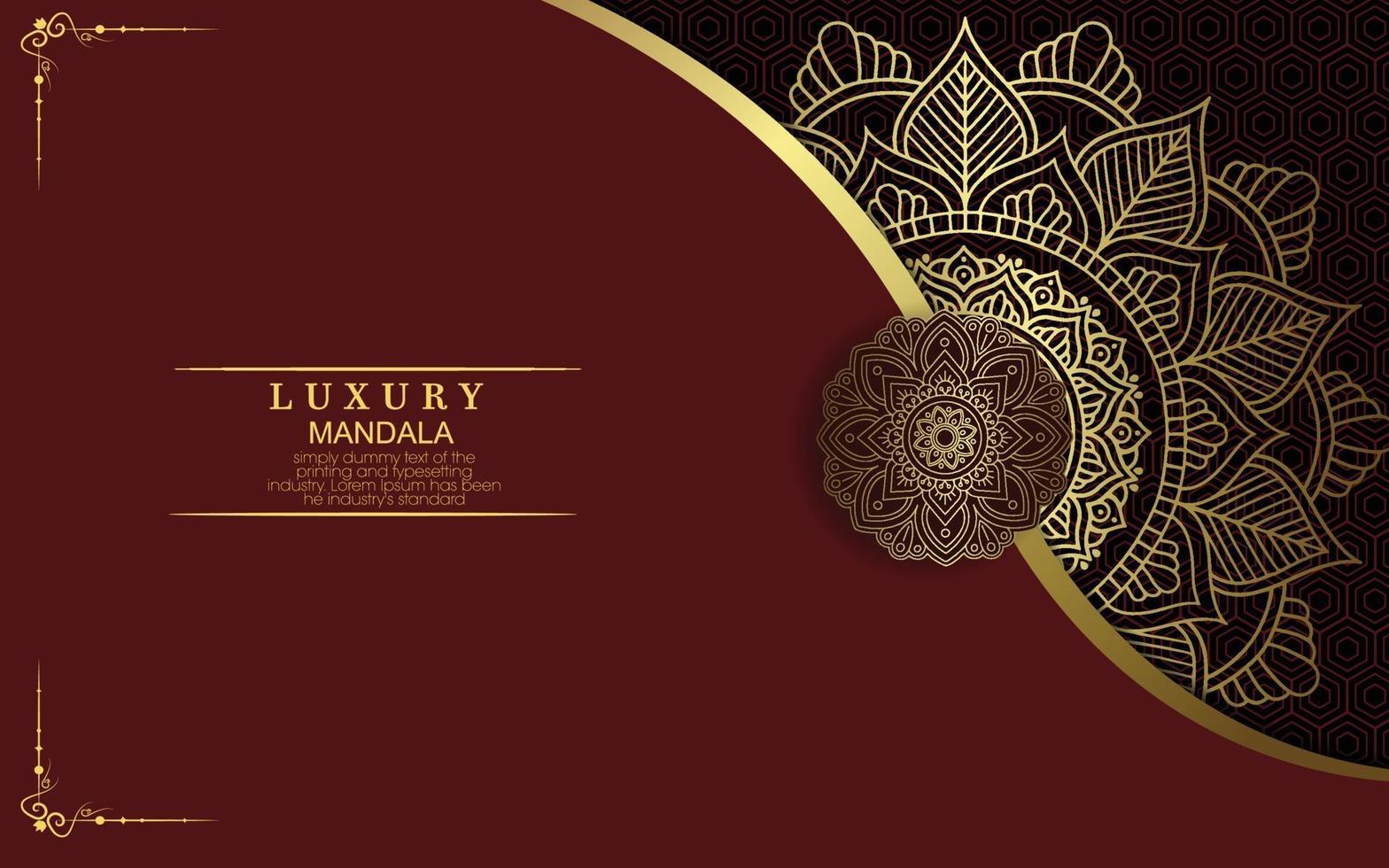 Luxury gold mandala ornate background for wedding invitation vector