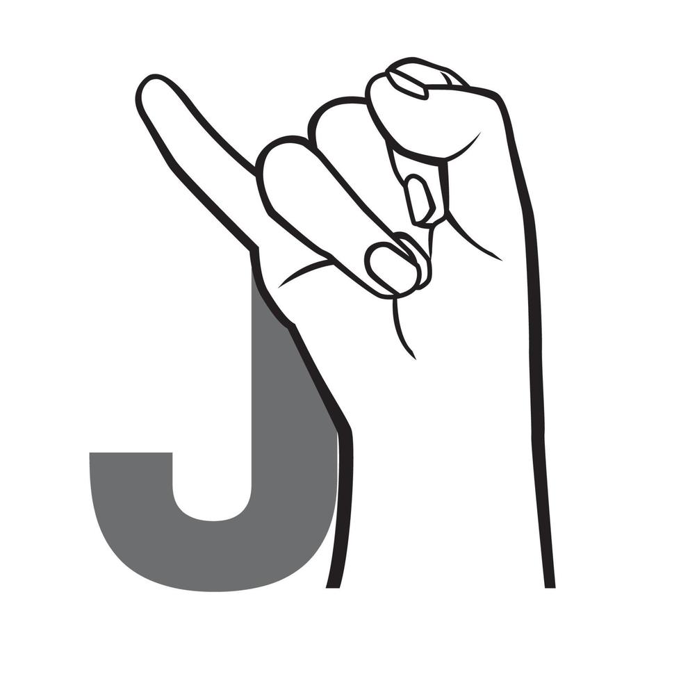 Hand sign language alphabet Letter J Vector Illustration.