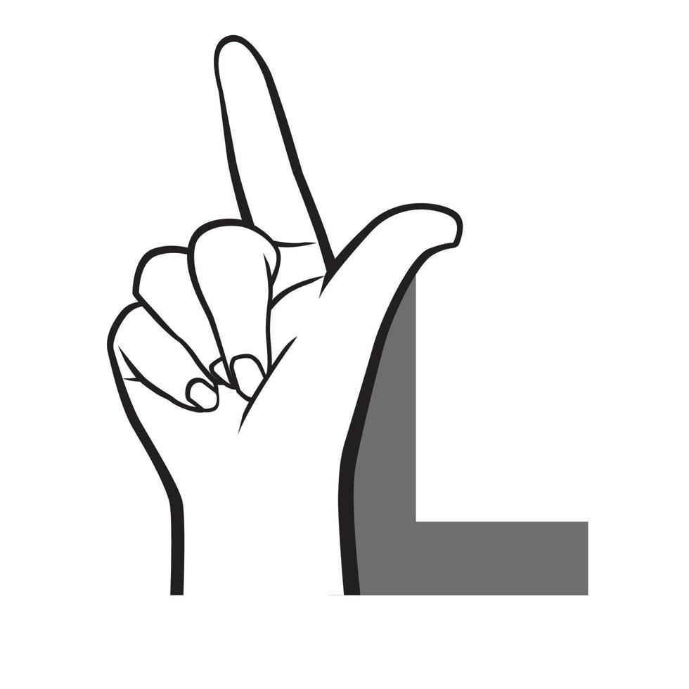 Hand sign language alphabet Letter L Vector Illustration.